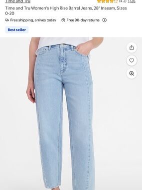 Time and Tru Women’s Light Blue High-Rise Straight Jeans